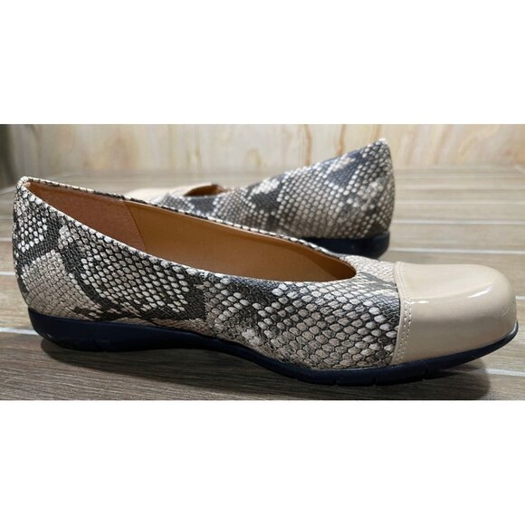 Comfortview Womens Snakeskin Pattern & Beige Cap Toe Flats Size 8 Wide width - Picture 6 of 9